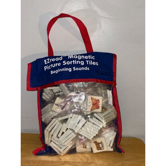 Ezread Really Good Stuff Magnetic Picture Sorting 175 Tiles Set Carrying Bag - Picture 1 of 7
